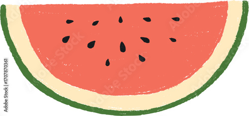Juicy watermelon slice summer fruit fresh food illustration vector Handmade Hand Drawn