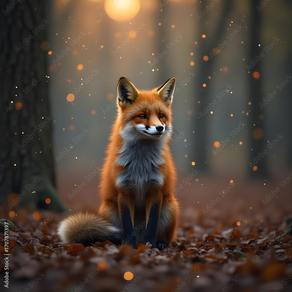 Fototapeta premium Fox in magical wood
