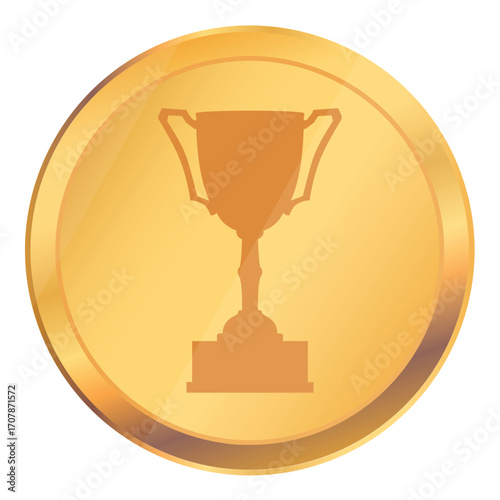 Elegant gold medal with trophy – luxury winner award vector. Symbol of success, victory, and achievement