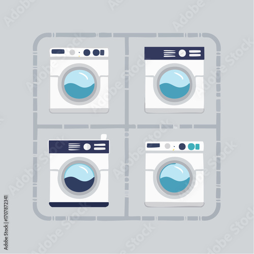 Fresh Laundry A Vibrant Collection of Washing Machine Illustrations for Modern Home Design Projects
