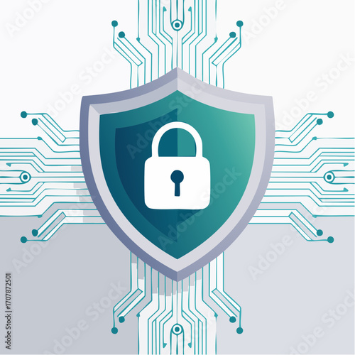 Digital Security Shield Concept A visual representation of cyber protection, data privacy, and network defense, symbolizing secure online environments