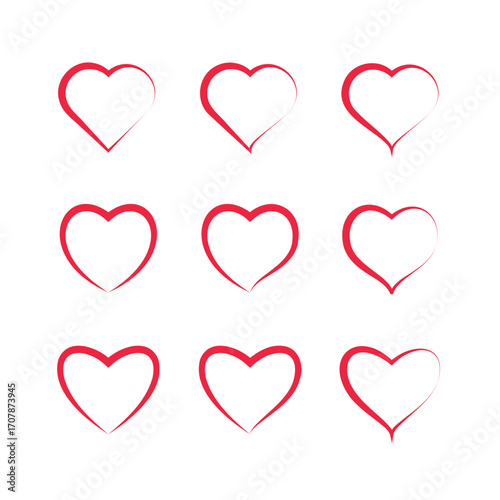 Set of simple flat love line art vector for decorative