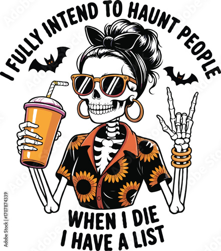 I Fully Intend to Haunt People Halloween T-Shirt Design | Funny Ghost Pun with Spooky Typography