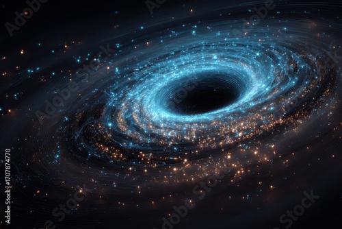 Exploring the depths of a black hole with swirling galaxies and luminous stars in a cosmic ballet of energy and mystery
