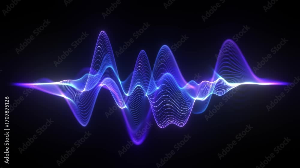 Blue sound Waves Frequency. Purple neon Futuristic Audio Waveform Graph In Seamless Loop. Audio Visualizer, Sound Analyzer Screen. Music wave, Audio space blue. Equalizer Hud User Interface. 4k 60fps.