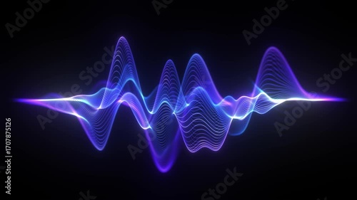 Blue sound Waves Frequency. Purple neon Futuristic Audio Waveform Graph In Seamless Loop. Audio Visualizer, Sound Analyzer Screen. Music wave, Audio space blue. Equalizer Hud User Interface. 4k 60fps.