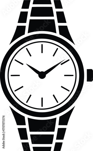 Stylized analog wristwatch icon with segmented band and clean face for time tracking, fashion, and interface design
