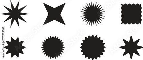 Brutalist abstract geometric shapes and grids. Brutal contemporary figure star oval spiral flower and other primitive elements. Swiss design aesthetic. Bauhaus memphis design.