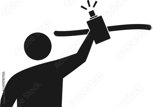 Silhouette of a person spraying paint onto a surface, artistic expression and creativity
