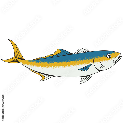 Yellowtail amberjack fish animal underwater cartoon icon illustration