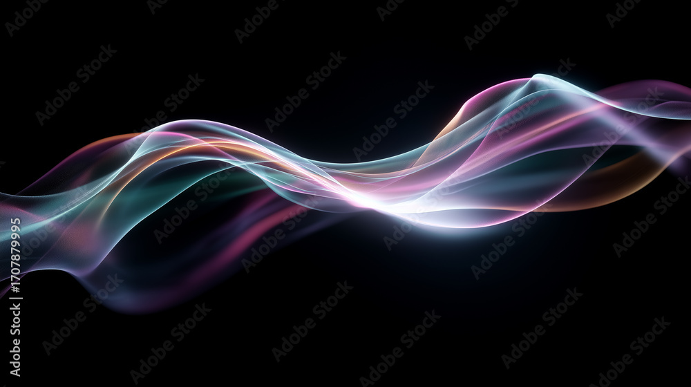 Naklejka premium Abstract colorful light wave on black background 