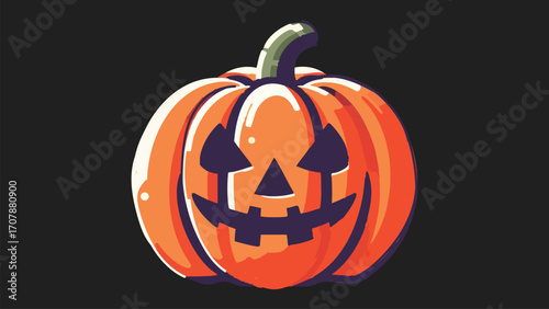 A carved jack-o’-lantern pumpkin with a spooky face, simple bold shapes