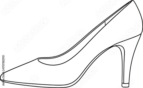 Elegant outline of a classic high-heeled shoe, symbolizing fashion and style.