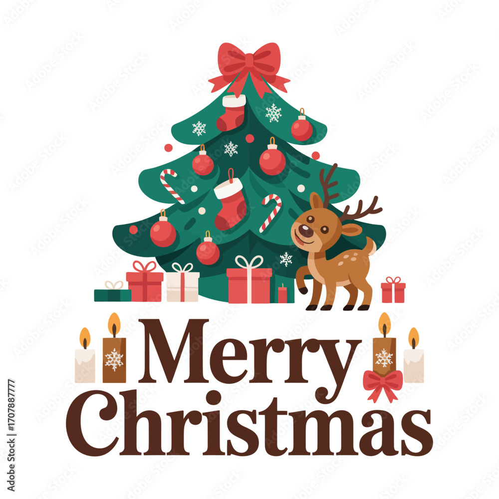 Fototapeta premium Minimalist Merry Christmas Vector Design..