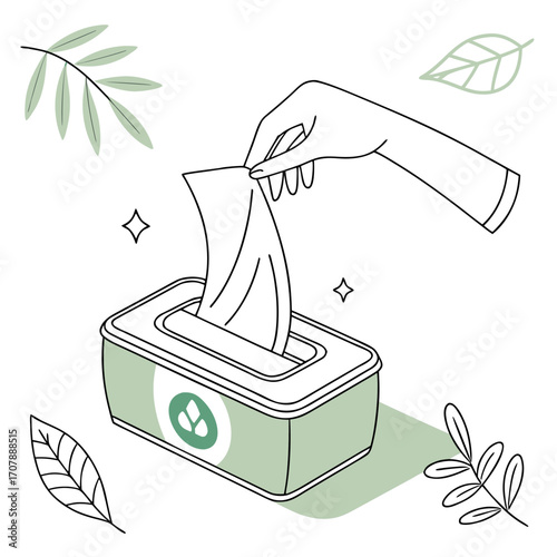 Eco friendly wet wipe packaging design illustration