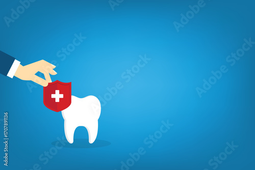 Dental care, tooth protection. Medical health and dentistry concept.	