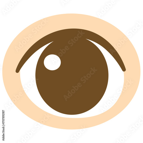 Brown eye with iris and pupil, sensory organ illustration perfect for vision or anatomy education.

