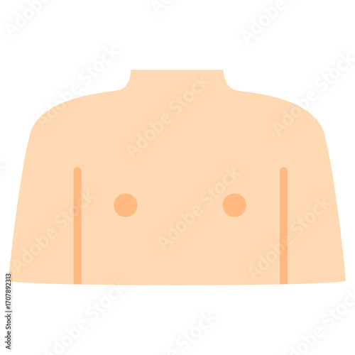 Human torso with visible nipples, anatomical upper body illustration ideal for medical or biology education.

