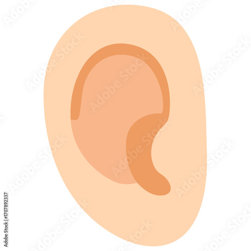 Human ear in soft skin tone, anatomical auditory organ illustration perfect for medical or educational content.

