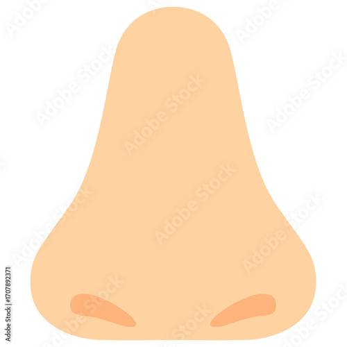 Human nose in natural skin tone, anatomical facial feature illustration ideal for anatomy or education themes.
