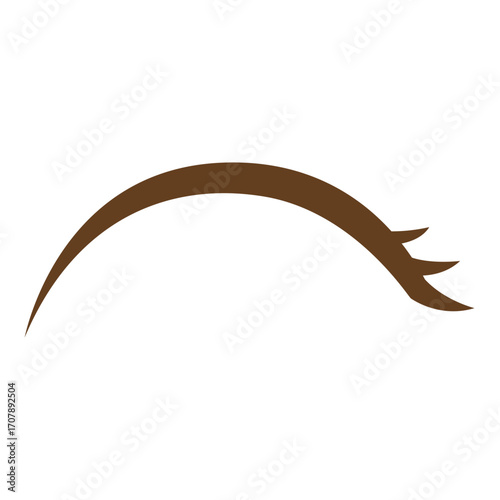 Curved brown eyebrow with fine hair, facial feature illustration ideal for character or emoji designs.