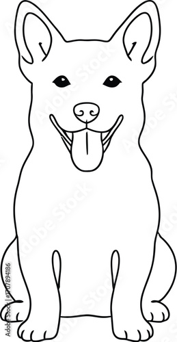 Shiba inu dog line art vector illustration cute puppy drawing