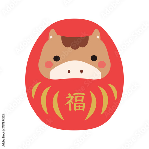 午のだるまのイラスト