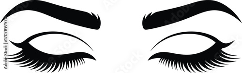 Eyelash extensions eyebrows vector beauty salon logo design art
