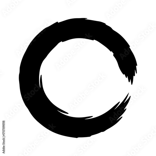 Zen circle brushstroke with transparent background