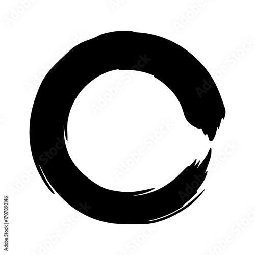 Zen circle brushstroke with transparent background