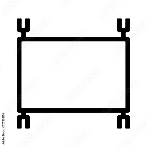 Rectangular frame with prongs with transparent background