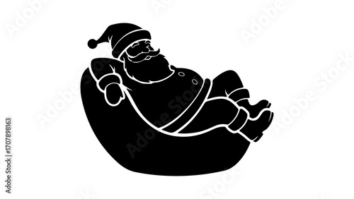 Relaxing santa claus in beanbag with transparent background