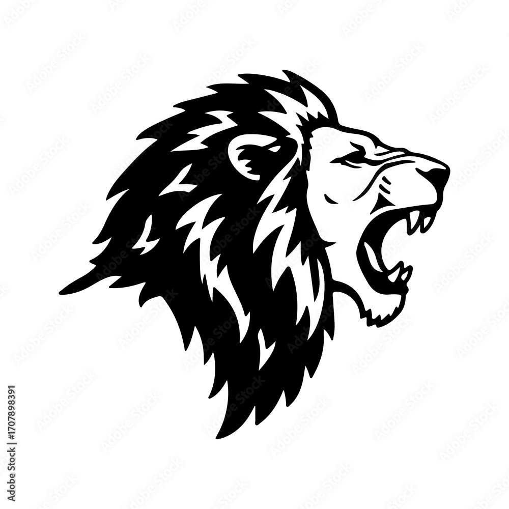 Fototapeta premium Roaring lion head with transparent background