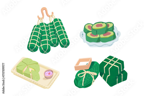 Hand drawn Tet food elements collection