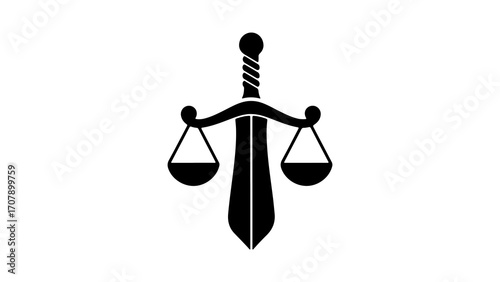 Scales of justice with sword with transparent background