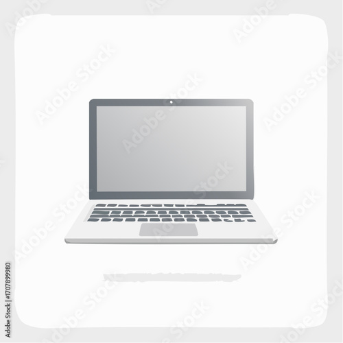 Gray Laptop Computer on White Background