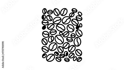 Seamless pattern of coffee beans with transparent background
