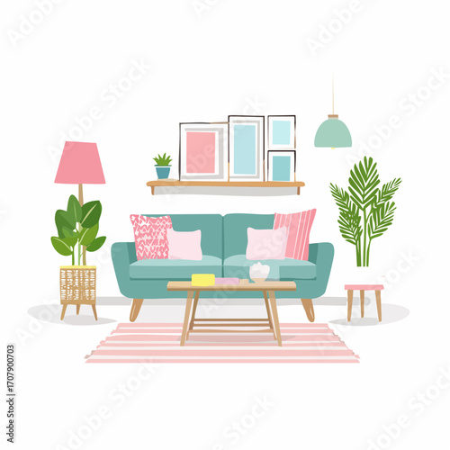 Niedliches Wohnzimmer in pastellfarben