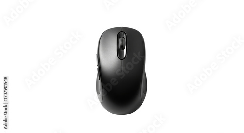 Isolated black optical mouse with scroll wheel for computer or laptop, home or office use