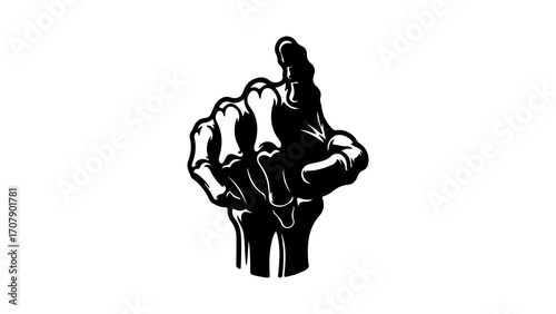 Skeleton hand thumbs up with transparent background
