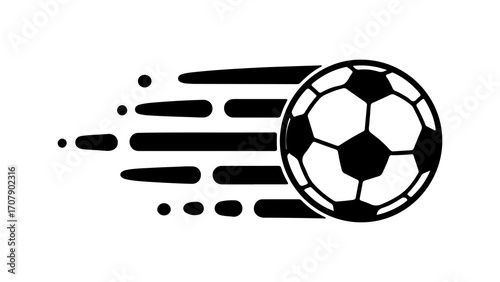 Soccer ball in motion with transparent background