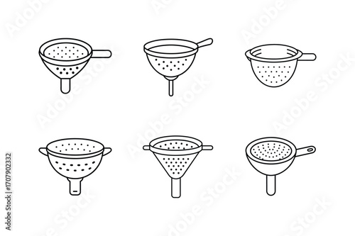 strainer line art vector illustration