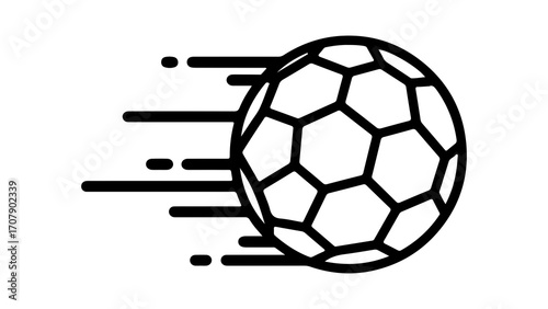 Soccer ball in motion with transparent background