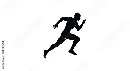a silhouette figure running swiftly with arms extended forward
