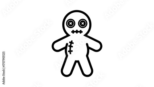 Stitched doll with transparent background
