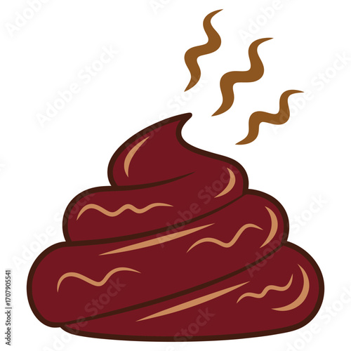 Cartoon brown pile of excrement isolated on white background