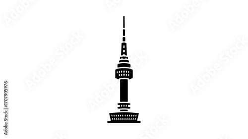 Television tower silhouette with transparent background