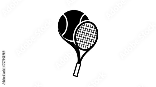 Tennis ball and racket with transparent background