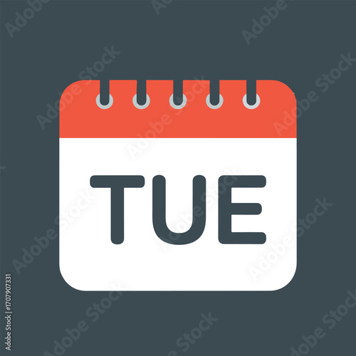 Calendar page showing the abbreviation TUE for Tuesday vector illustration