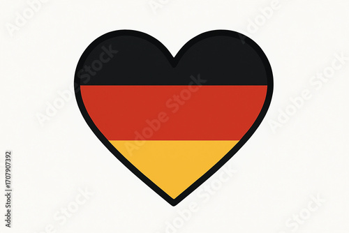 German flag in heart shape, minimal flat design with black, red and gold colors. Free Download German flag in heart shape, minimal flat design with black, red and gold colors. - GFXLoad